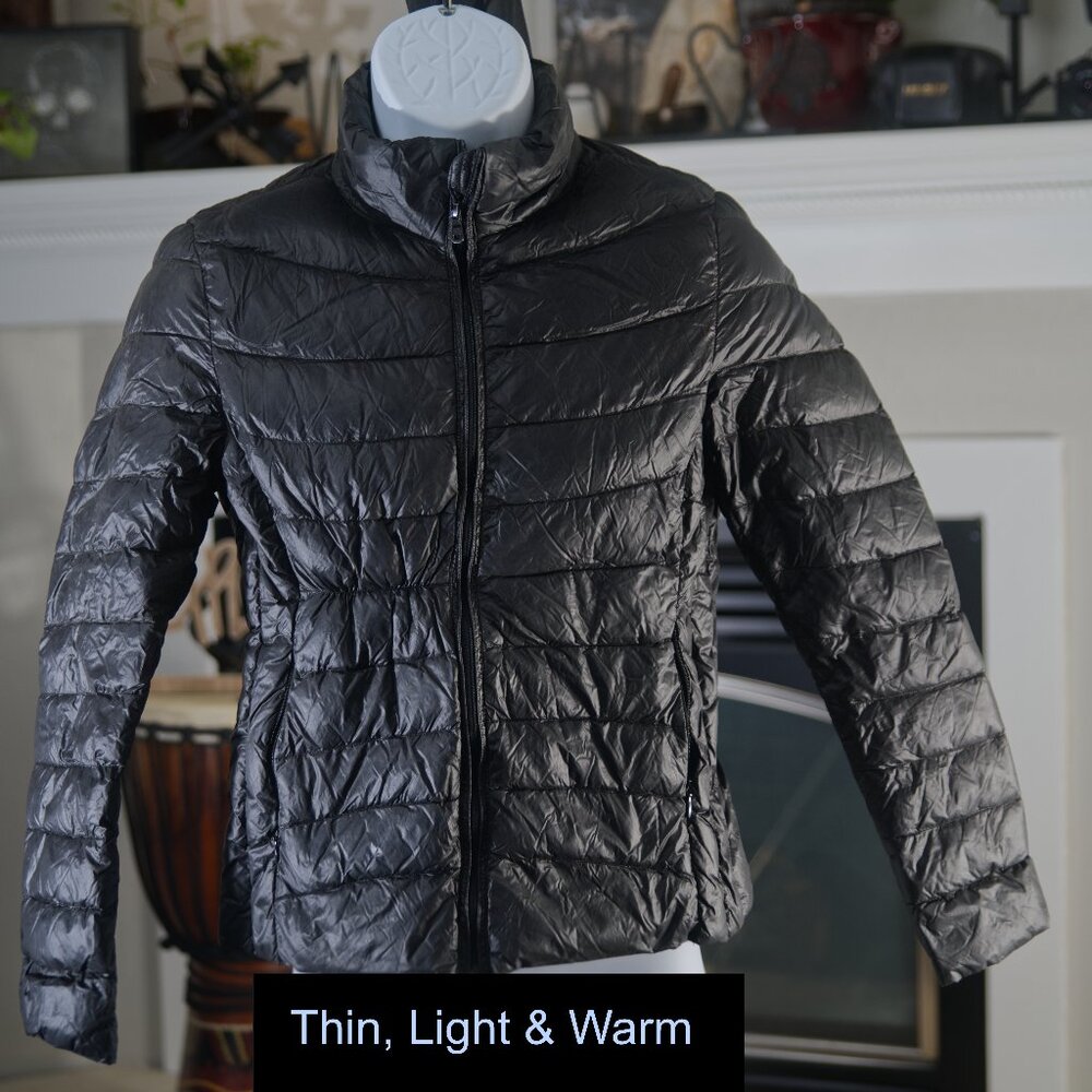 Black Insulated Jacket | Thin and Warm | Womens